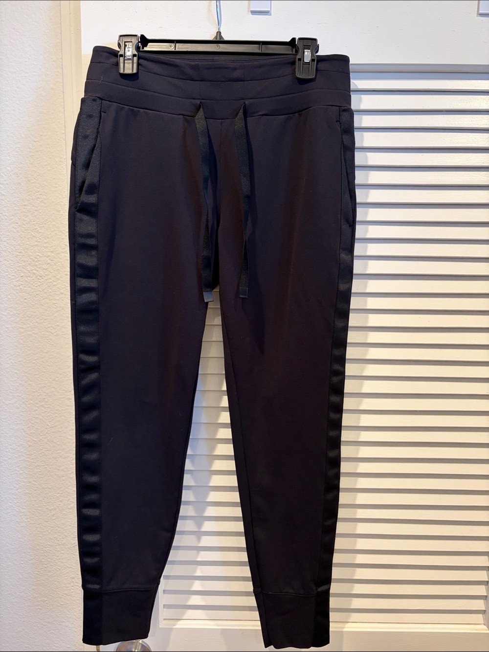 Athleta Black Jogger Pants with Satin Side Stripe